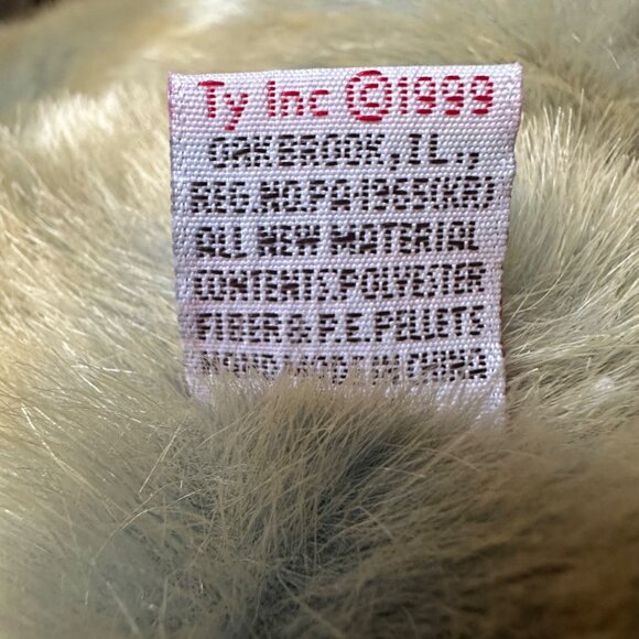 Vintage Ty Inc. 1999 Plush Teddy Bear Blue Brown Fur With Grey Ribbon - Picture 3 of 8